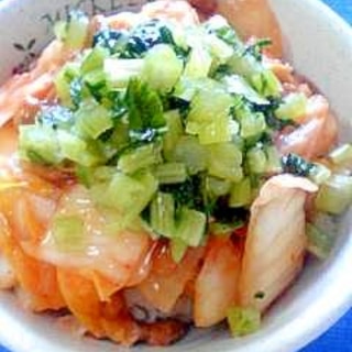 納豆の食べ方-キムチ＆野沢菜♪